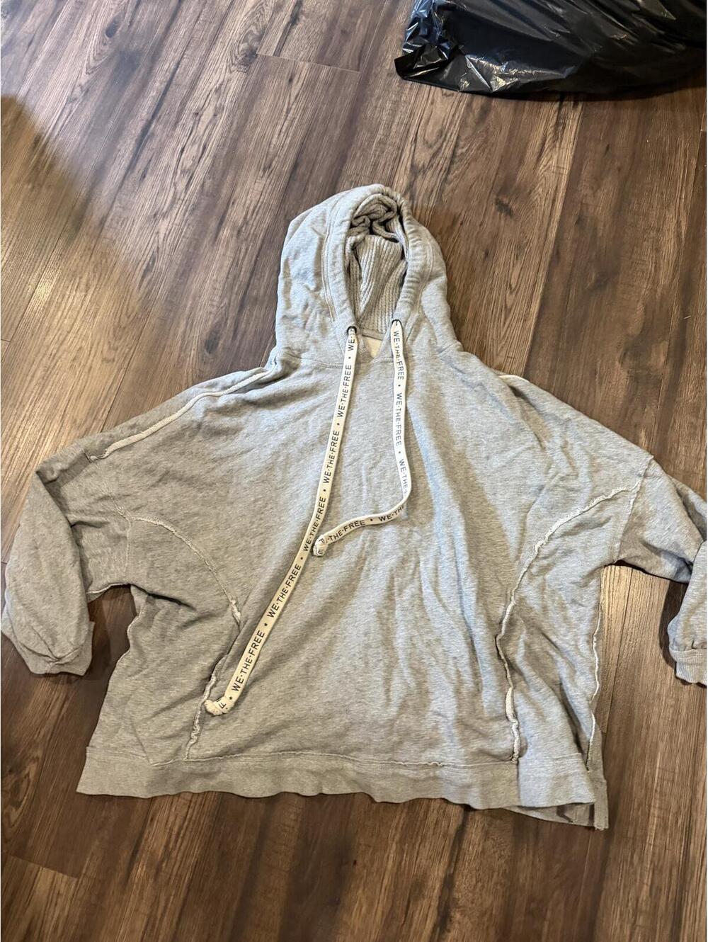 We the free free people gray longline oversized hooded sweatshirt XS - Picture 2 of 5